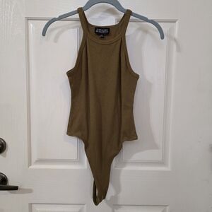 DANIELLE BERNSTEIN Camel Sleeveless Bodysuit
